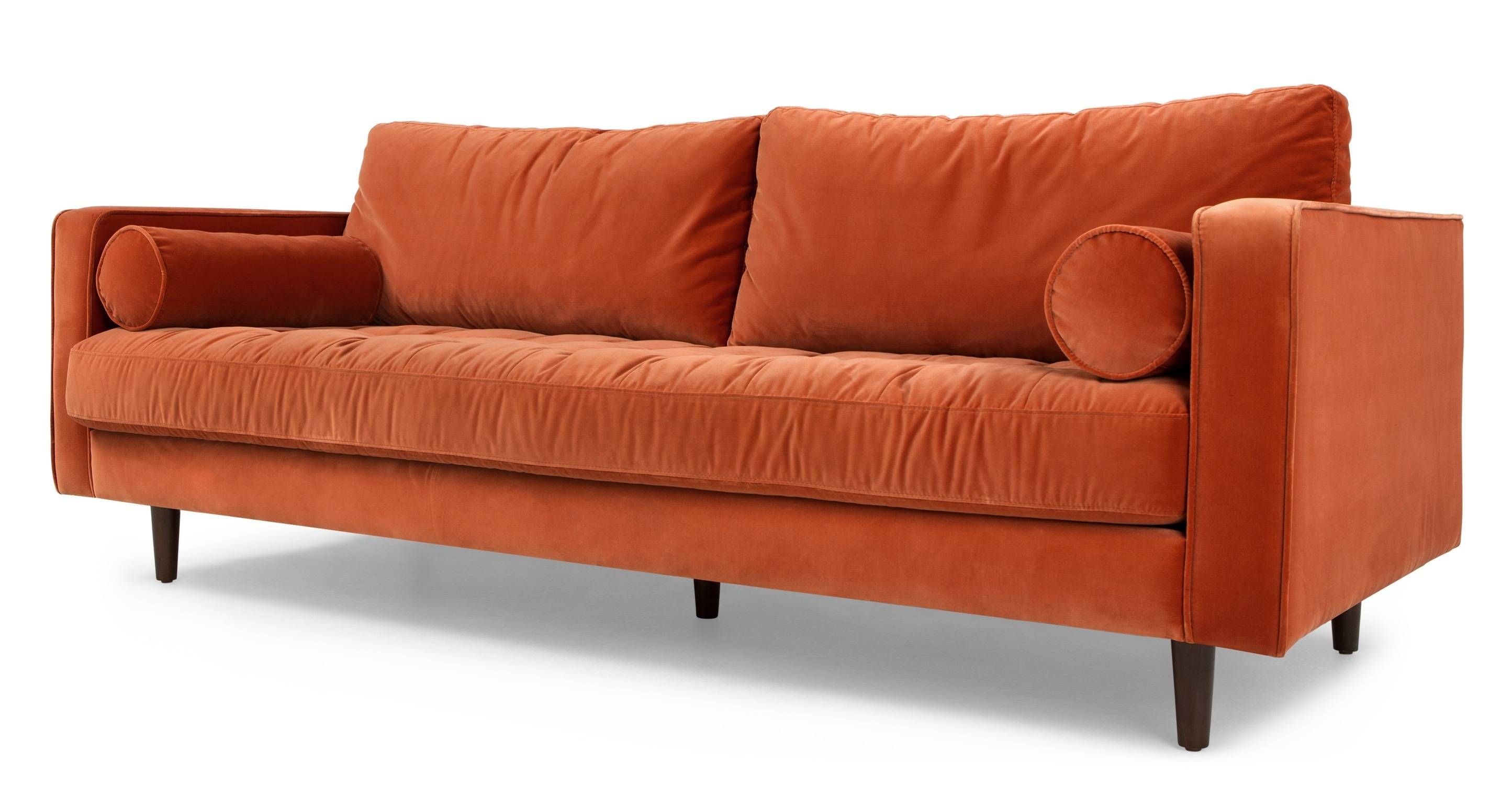 Scott 3 Seater Sofa, Concrete Cotton Velvet | Made With Regard To Burnt Orange Sofas (Photo 3 of 15)