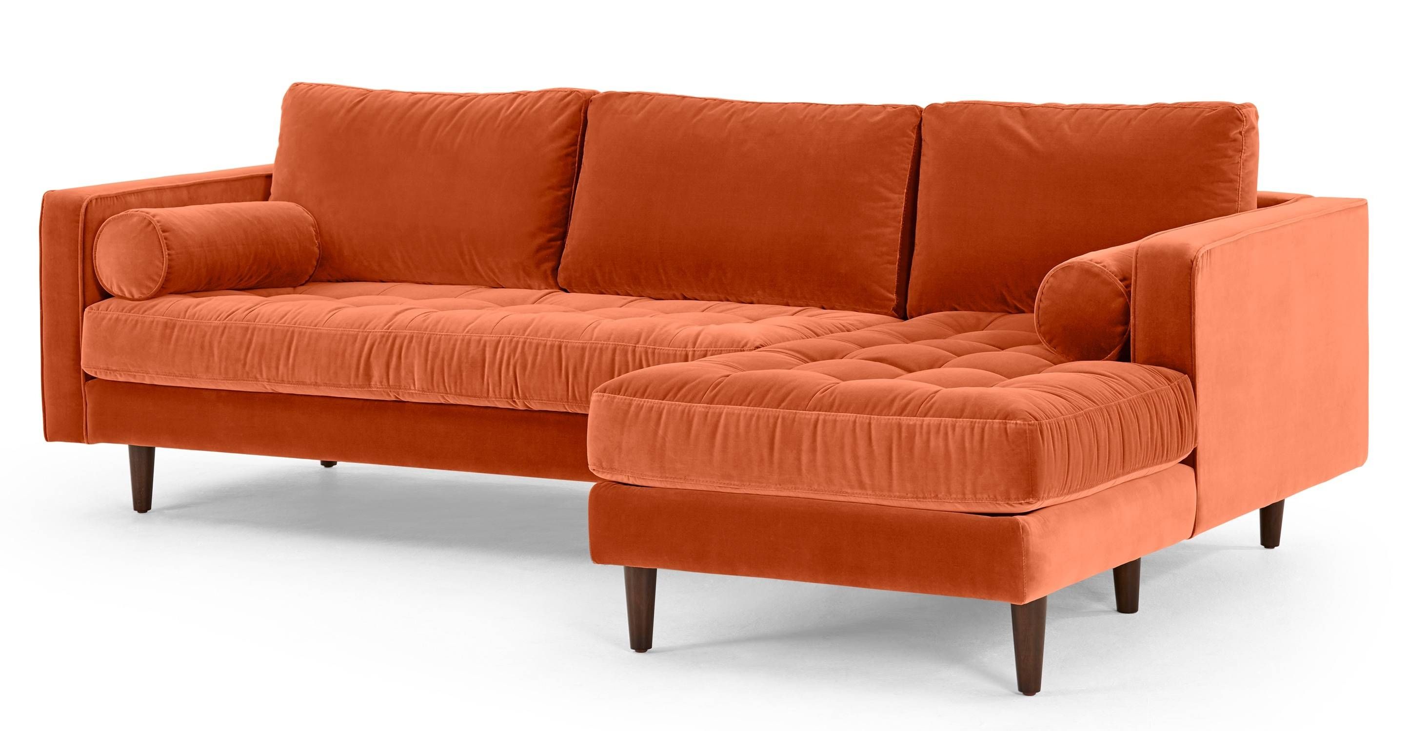 Scott 4 Seater Right Hand Facing Chaise End Sofa, Burnt Orange Pertaining To Burnt Orange Sofas (Photo 4 of 15)