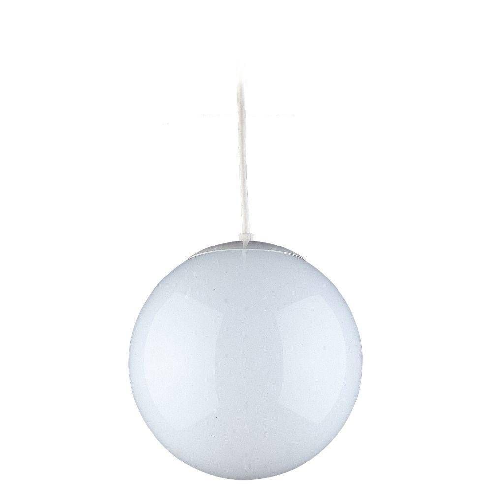 Sea Gull Lighting Globe 1 Light White Hanging Pendant 6024 15 Regarding Wire Ball Lights Pendants (View 11 of 15)