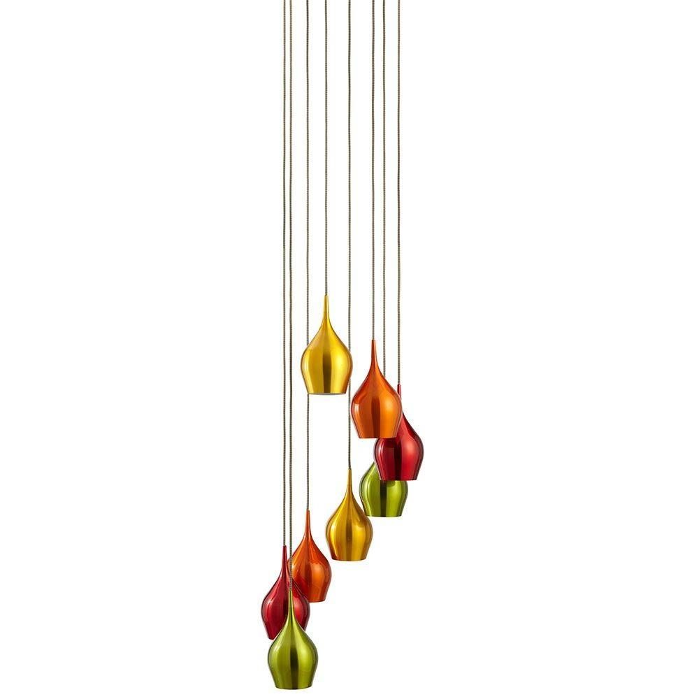 Searchlight 6468 8 Vibrant Chrome Finish Multi Drop Colour Shades Within Multi Coloured Pendant Lights (View 10 of 15)