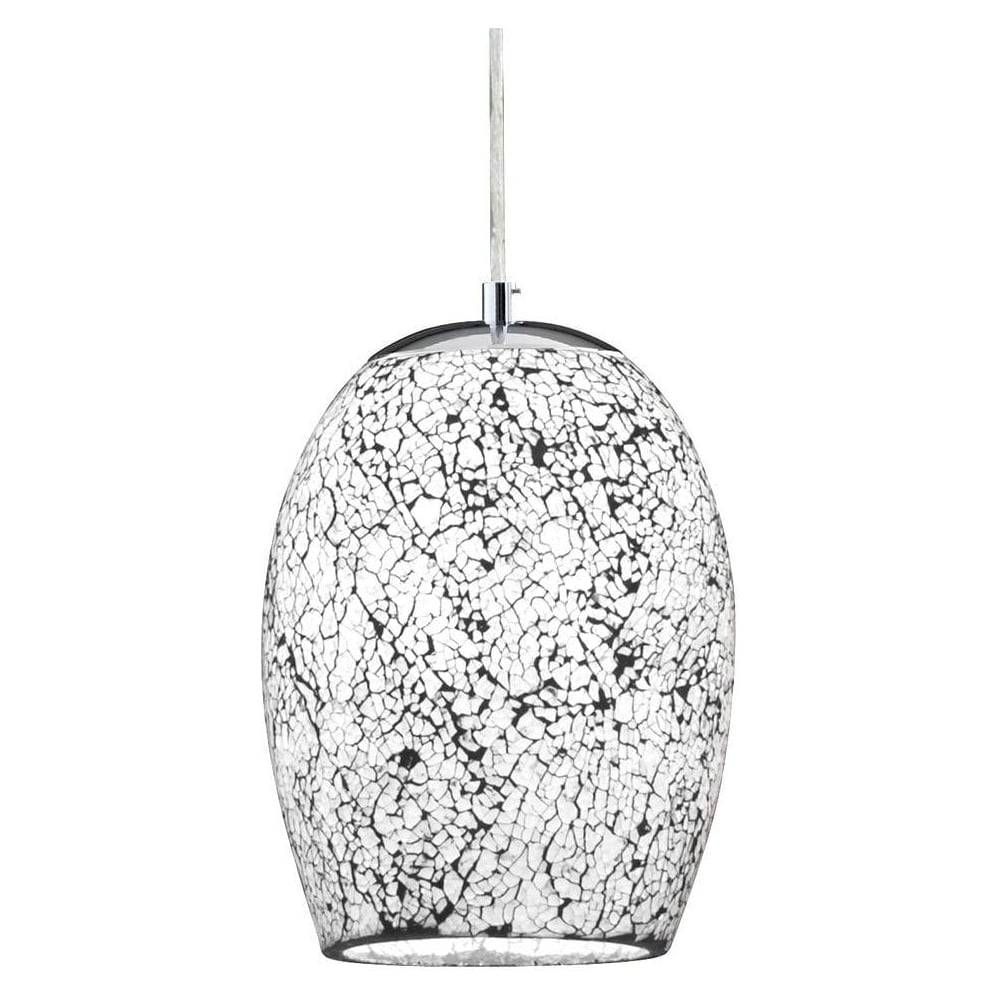Searchlight 8069wh Crackle Modern 1 Light White Mosaic Glass Regarding Crackle Glass Pendant Lights (View 11 of 15)