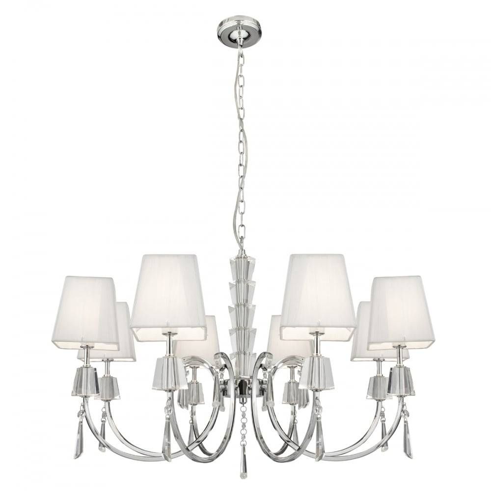 Searchlight Portico Chrome/glass 8 Light Pendant – White String Within Glass 8 Lights Pendants (View 4 of 15)