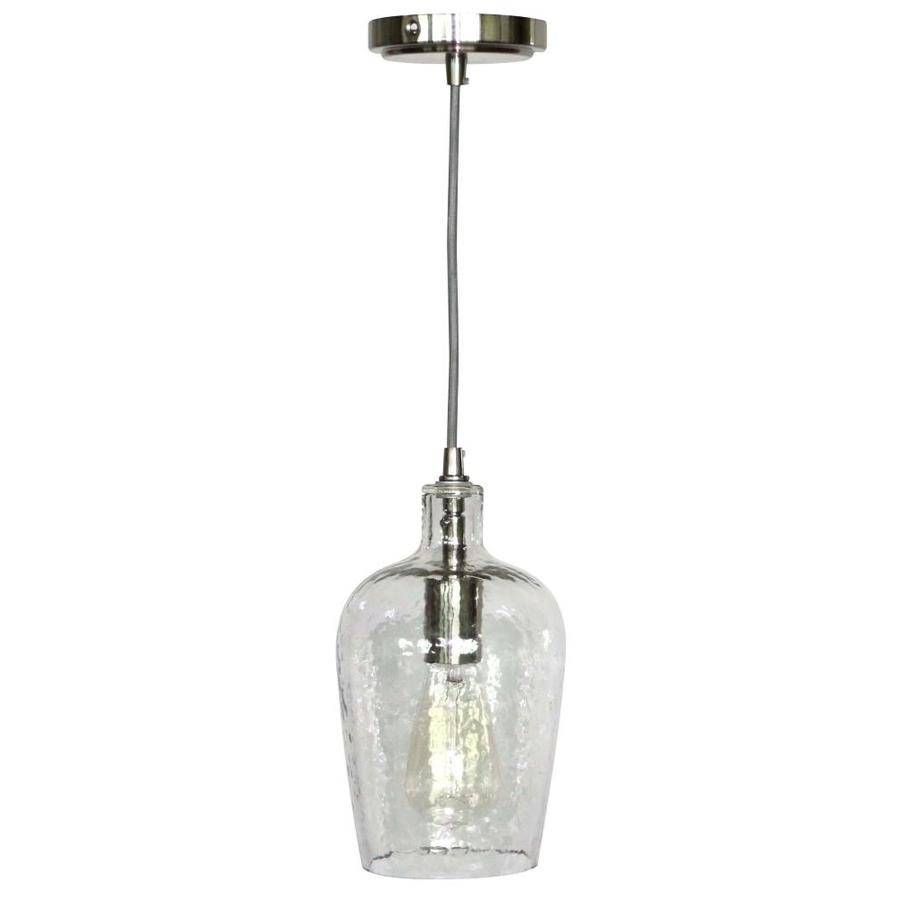 Shop Allen Roth 6 In Brushed Nickel Country Cottage Mini Clear For Lowes Edison Pendant Lights 