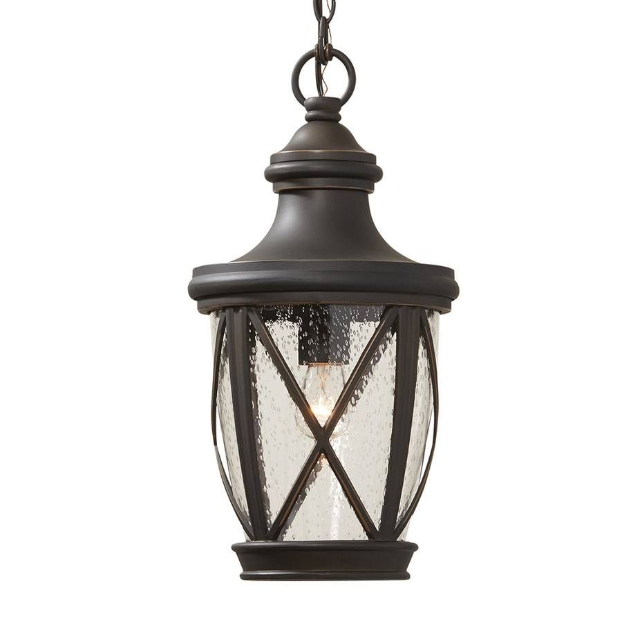 Shop Allen + Roth Castine 16.93 In Rubbed Bronze Outdoor Pendant With Regard To Exterior Pendant Lights (Photo 2 of 15)