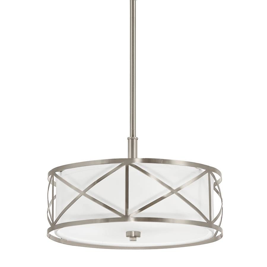 Shop Kichler Edenbrook 17.01 In Brushed Nickel Country Cottage Pertaining To Brushed Nickel Drum Pendant Lighting (Photo 11 of 15)