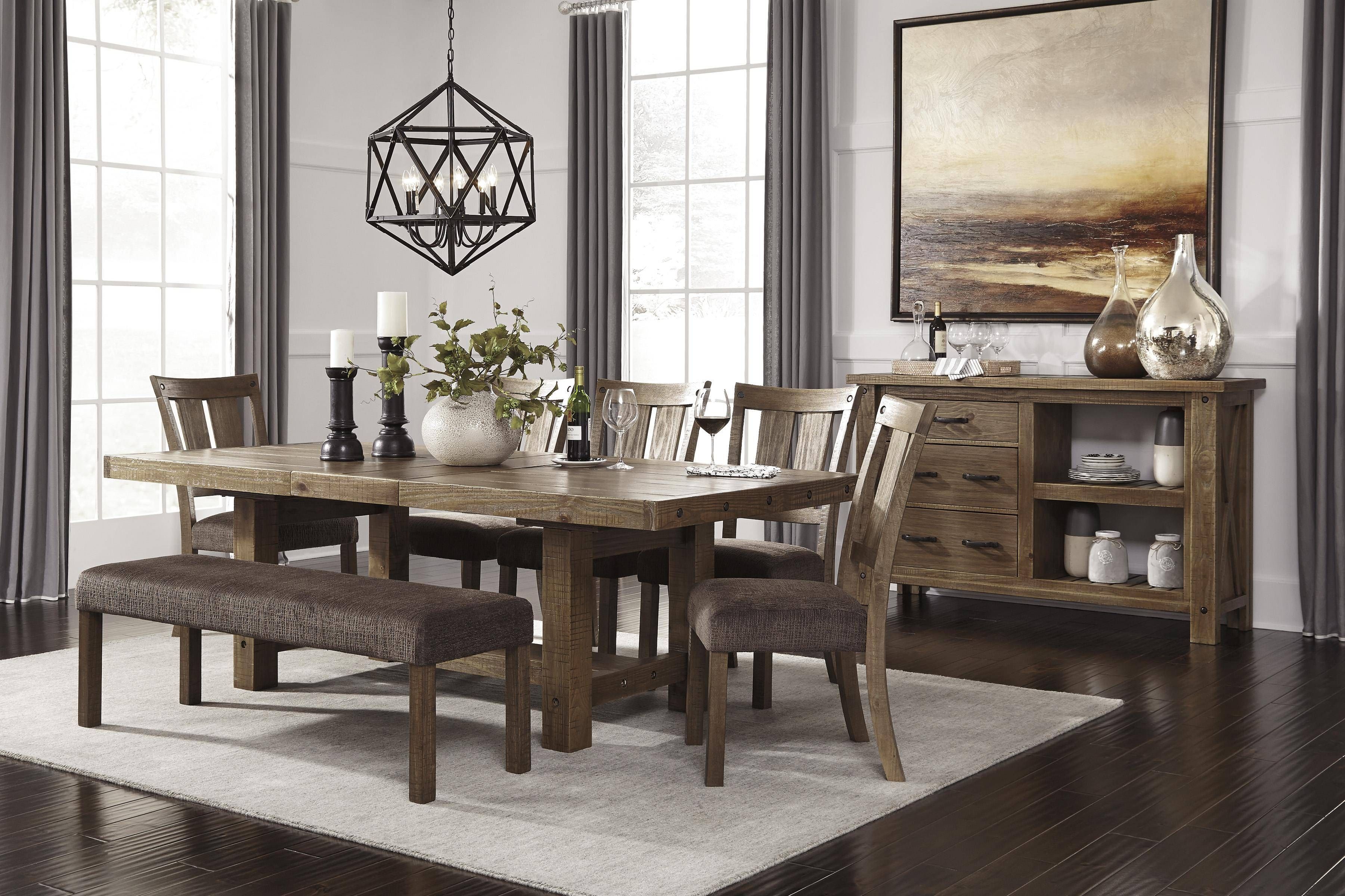 Signature Designashley Tamilo Rectangle Dining Room Table With Pertaining To Dining Room Bench Sofas (Photo 4 of 15)