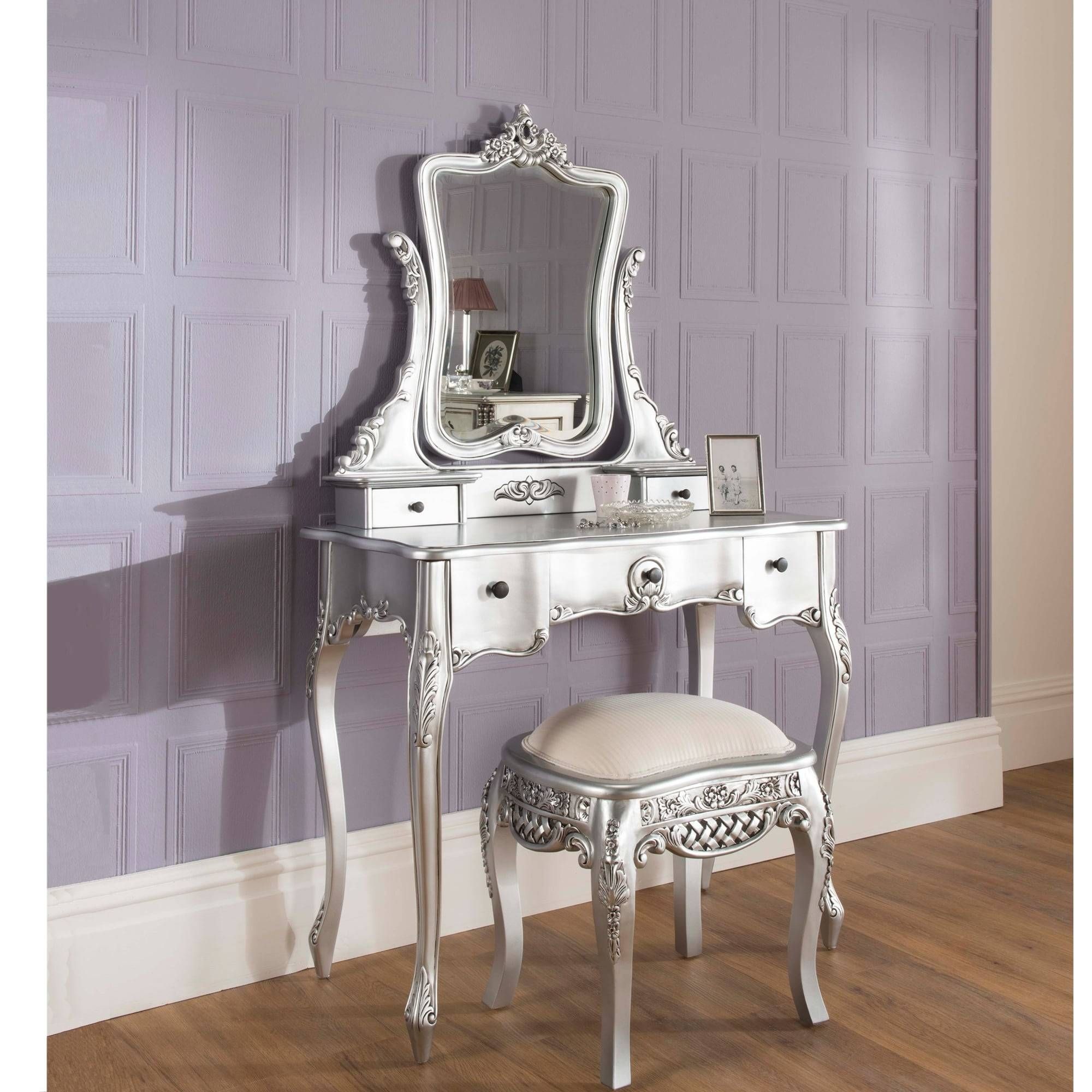 Silver Dressing Table Set | Antique French Pertaining To Silver Dressing Table Mirrors (View 11 of 15)