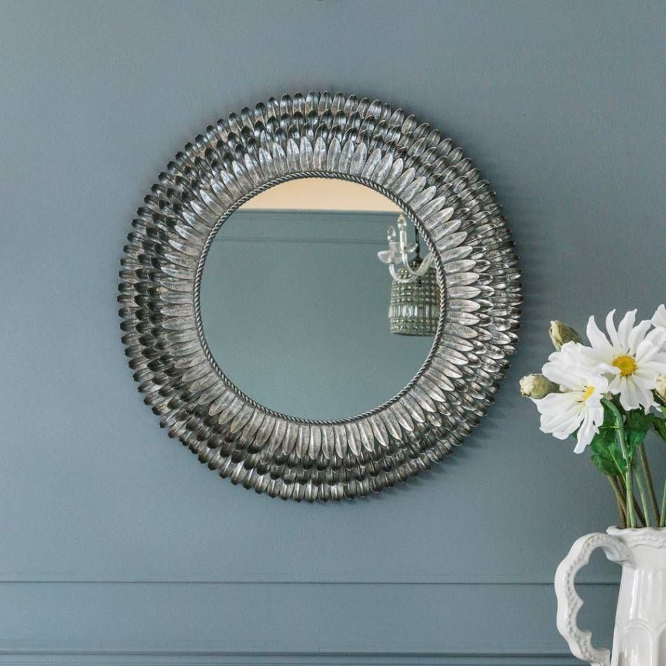 Silver Feather Mirror – Small | Mirrors | Graham And Green Intended For Round Silver Mirrors (View 6 of 15)