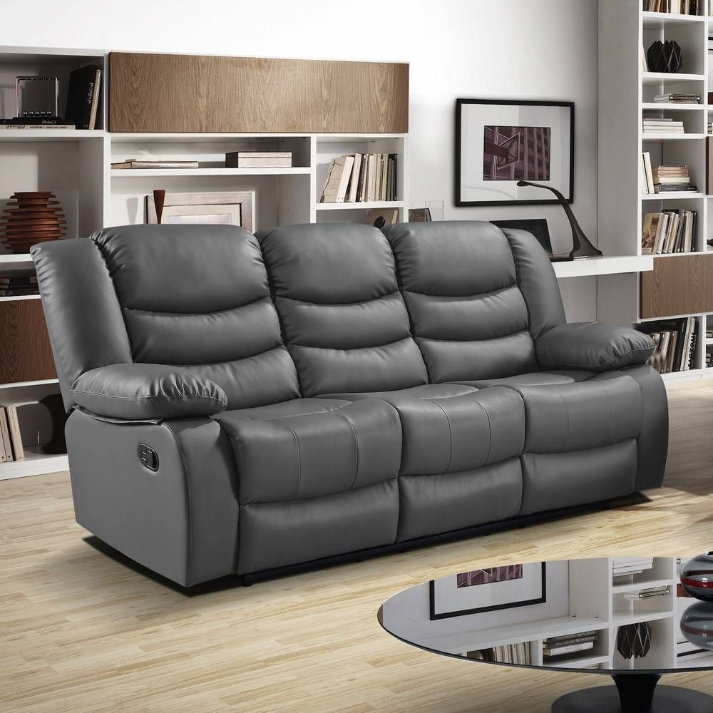Slate Dark Grey Recliner Sofa Collection In Bonded Leather Throughout Bonded Leather Sofas (View 15 of 15)