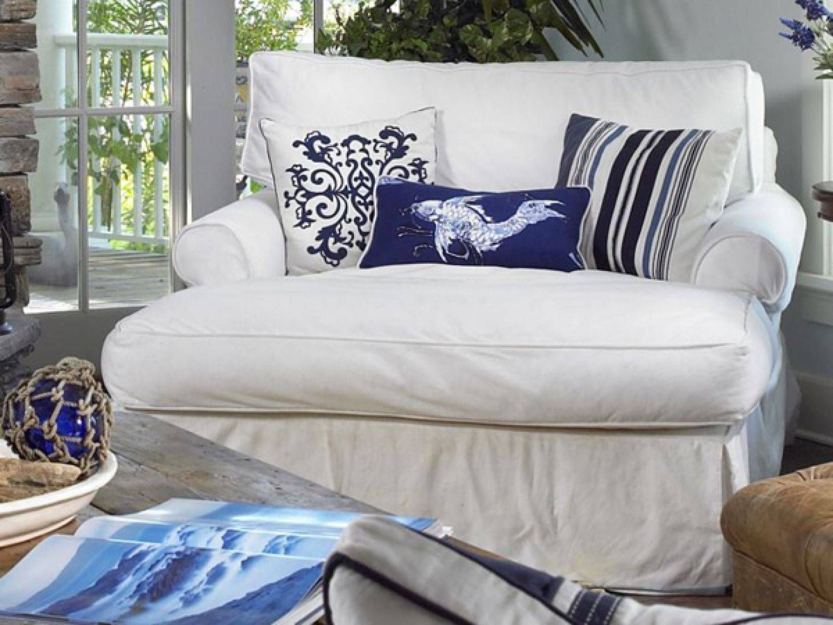 Slipcovered Furniture: Chairs, Sectionals & Sofas In Slipcover Fabrics In Blue Slipcover Sofas (Photo 3 of 15)