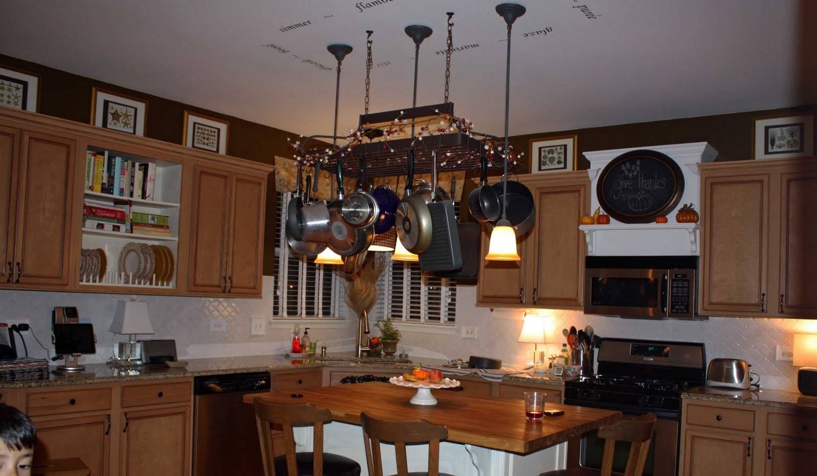 Splendid Kitchen Pot Rack With Lights Come With Rectangle Shape With Regard To Pot Rack Pendant Lights (View 3 of 15)