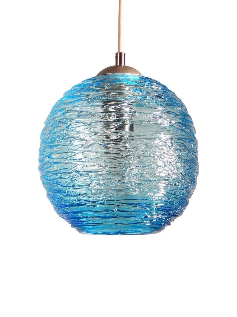Spun Glass Globe Pendant Light In Aquarebecca Zhukov (art Inside Aqua Glass Pendant Lights (Photo 4 of 15)