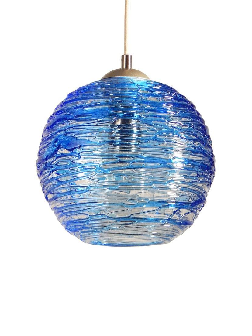 Spun Glass Globe Pendant Light In Cerulean Bluerebecca Zhukov For Turquoise Glass Pendant Lights (View 15 of 15)