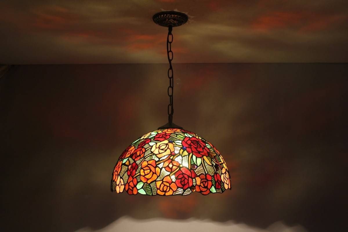 Stained Glass Tiffany Chain Hanging Pendant Light – Parrotuncle Inside Tiffany Pendant Light Fixtures (View 2 of 15)