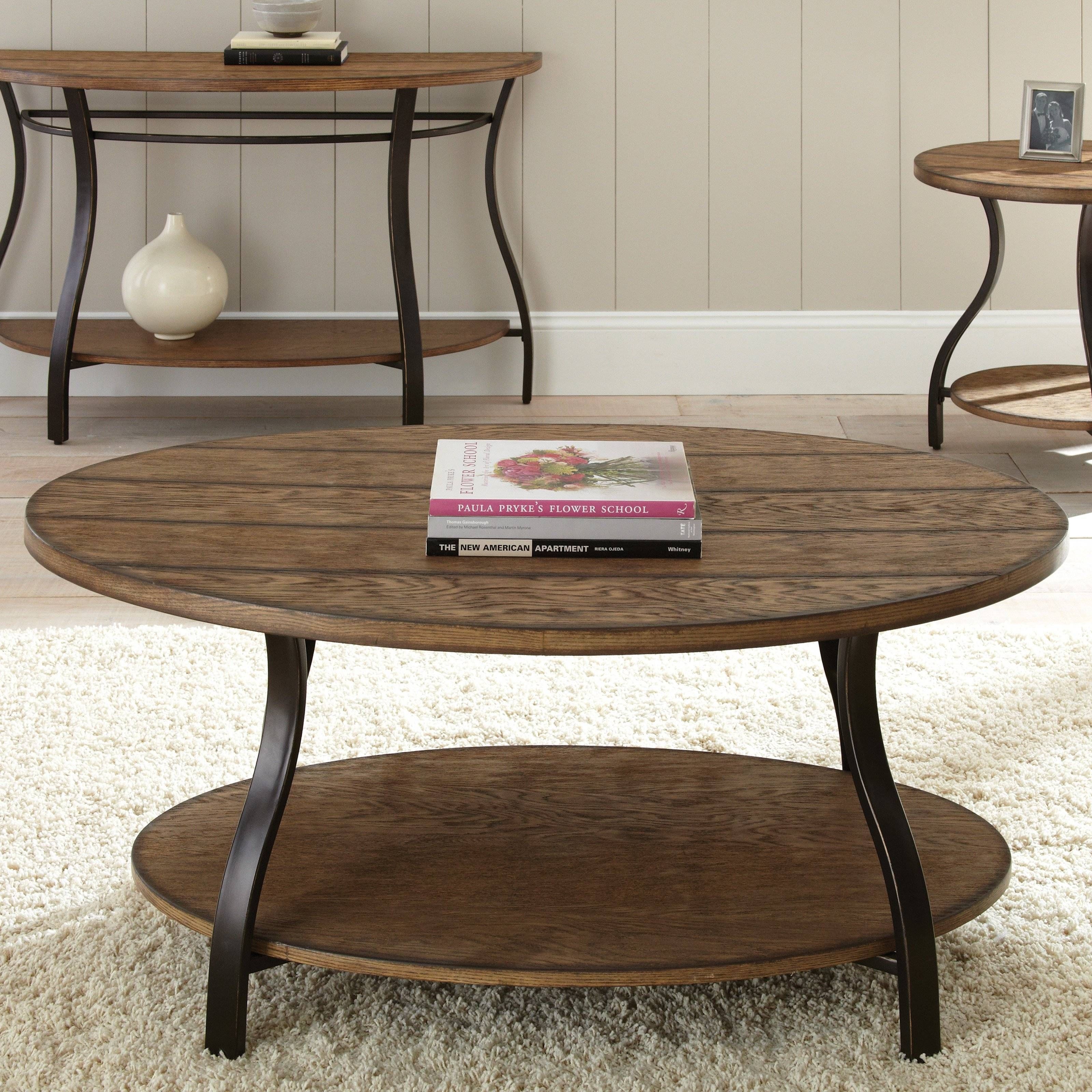 Steve Silver Denise Oval Light Oak Wood Coffee Table | Hayneedle Intended For Metal Oval Coffee Tables (View 4 of 15)