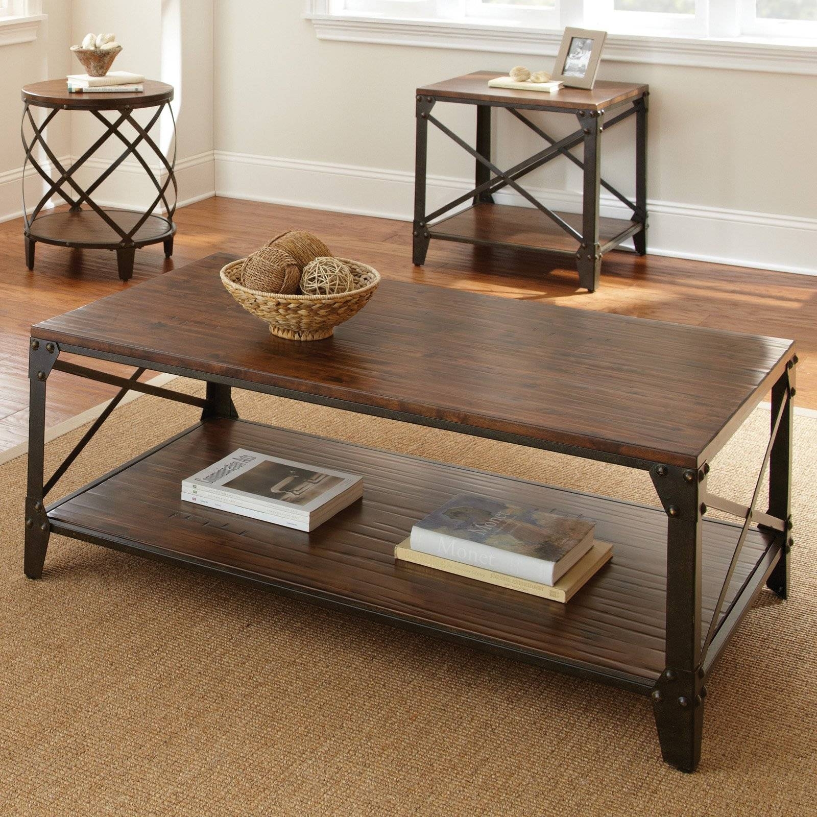 Steve Silver Winston Rectangle Distressed Tobacco Wood And Metal With Metal And Wood Coffee Tables (Photo 1 of 15)