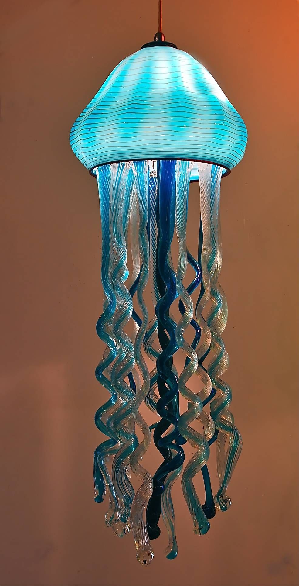 Striniartglasscustomlightingstriniartglasscustomlightingglass With Regard To Jellyfish Pendant Lights (Photo 2 of 15)