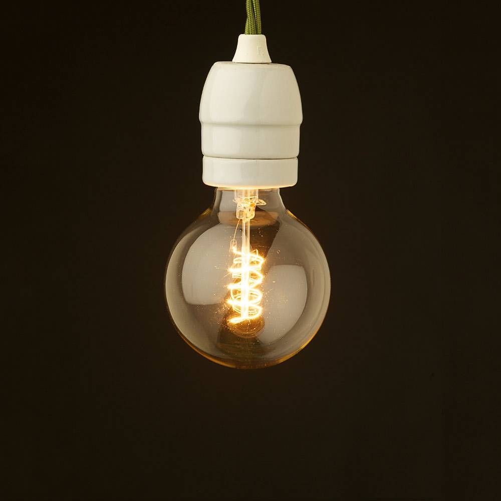 Style Light Bulb E27 White Porcelain Fitting With Exposed Bulb Pendant Lights (Photo 11 of 15)