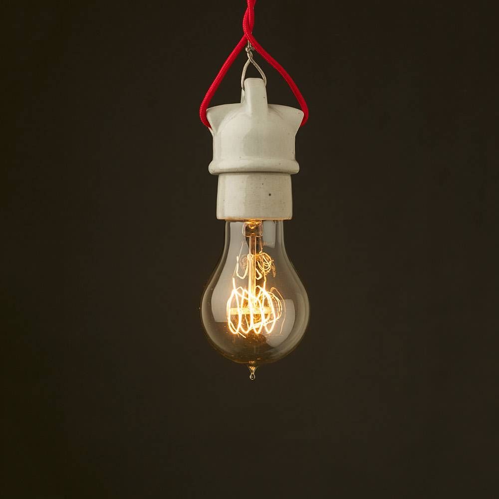 Style Light Bulb E27 White Porcelain Industrial Fitting Inside Bare Bulb Lights Fixtures (Photo 13 of 15)