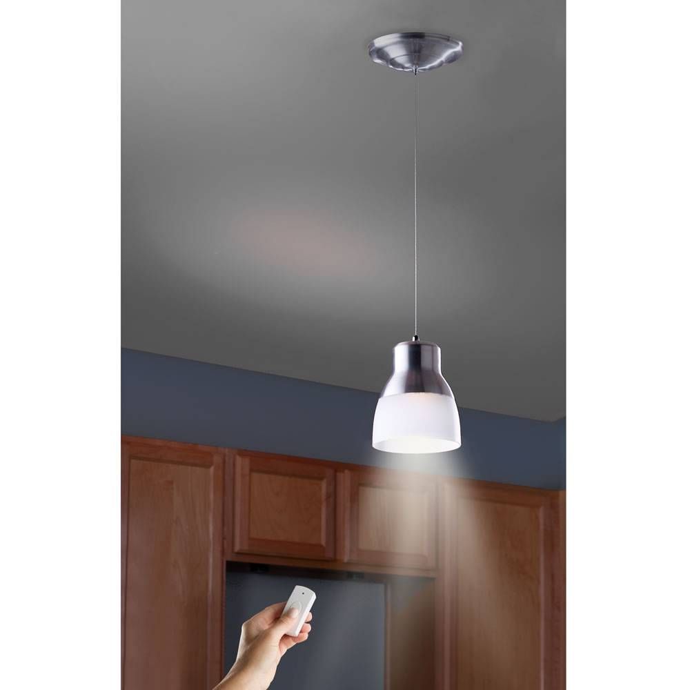 The Battery Powered Led Pendant Light – Hammacher Schlemmer Inside Battery Operated Pendant Lights Fixtures (Photo 1 of 15)