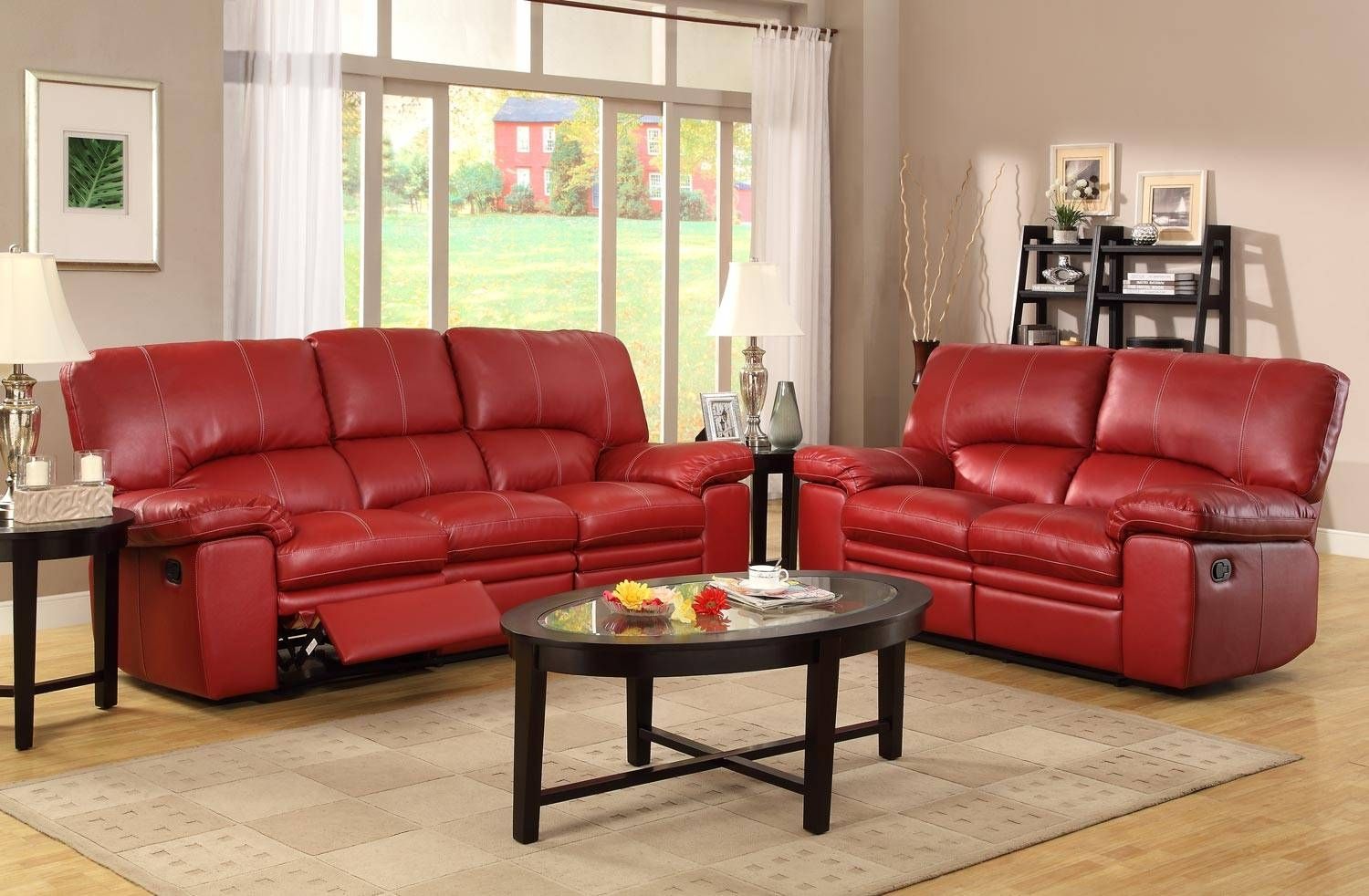 Three Seat Dark Red Leather Sofa With Panel Armrest And Dark Brown Inside Dark Red Leather Couches (View 8 of 15)