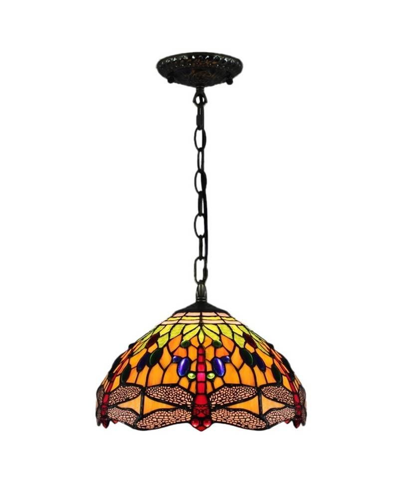 Tiffany Style Dragonfly Pattern Stained Glass Pendant Light Regarding Stained Glass Pendant Lights Patterns (Photo 7 of 15)