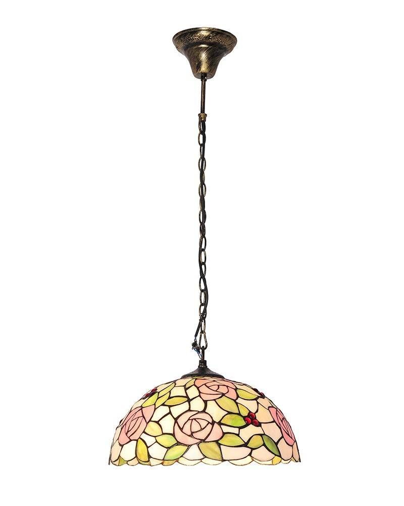 Tiffany Style Stained Glass Pendant Light With Pink Rose Patterns Regarding Stained Glass Pendant Lights Patterns (Photo 10 of 15)