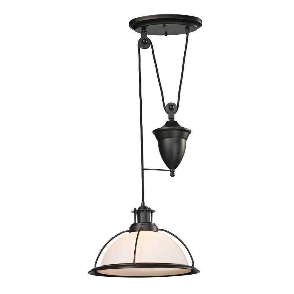 Titan Lighting Polo 1 Light Oil Rubbed Bronze Pull Down Pendant Tn Pertaining To Pull Down Pendant Lighting (View 3 of 15)
