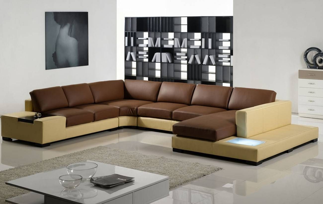 Tosh Furniture Modern Yellow And Brown Leather Sectional Sofa Regarding Tosh Furniture Sectional Sofas (View 6 of 15)