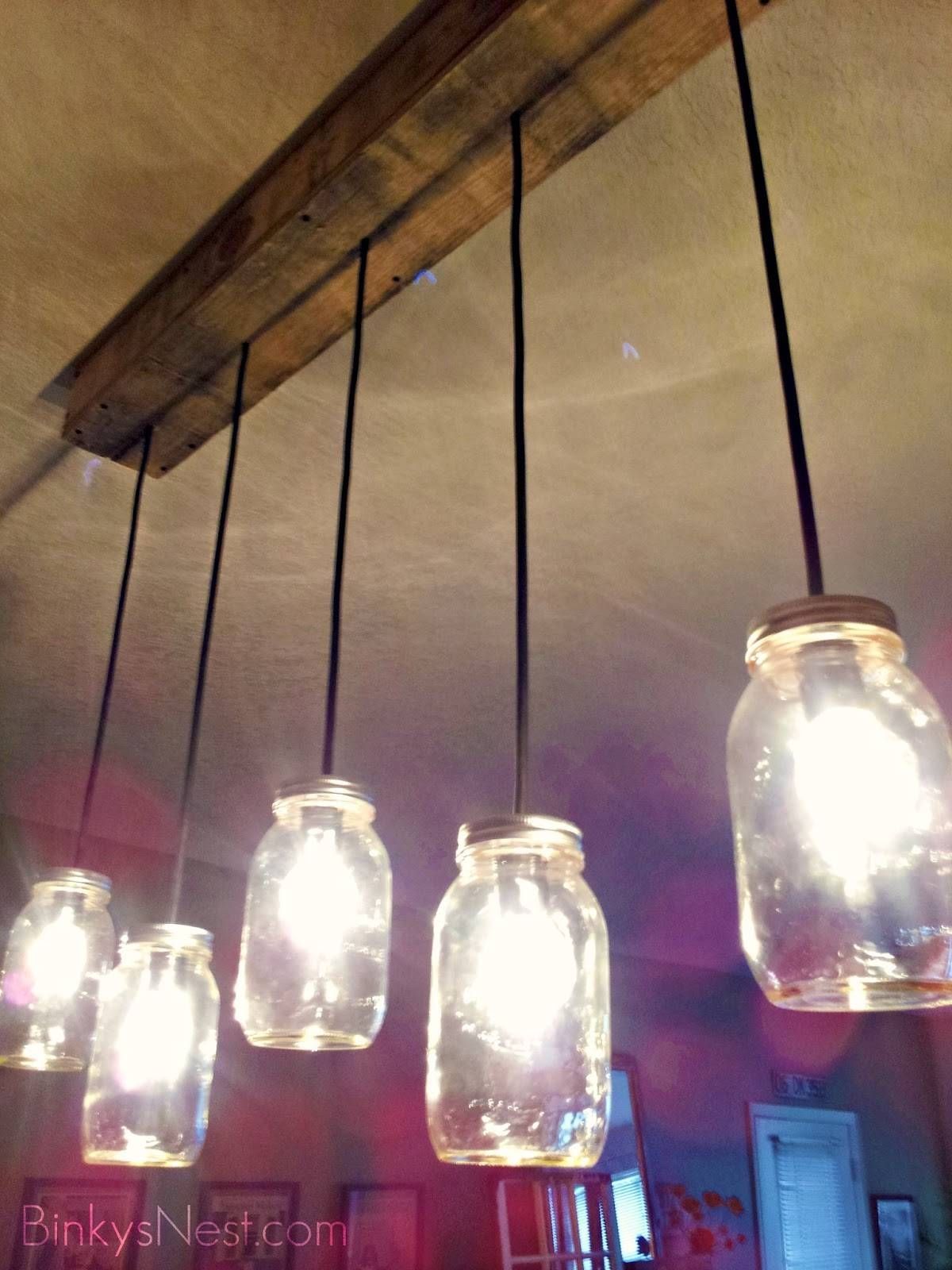Twenty8divine: Mason Jar & Rustic Pallet Light Fixture Diy Regarding Build Your Own Pendant Lights (Photo 2 of 15)