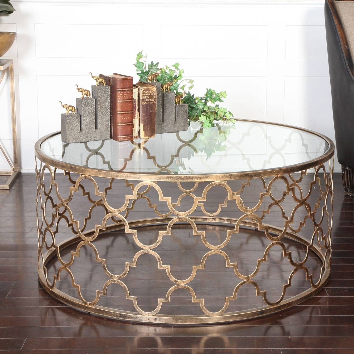 Uttermost Quatrefoil Gold Coffee Table On Sale Inside Gold Round Coffee Table (View 11 of 15)