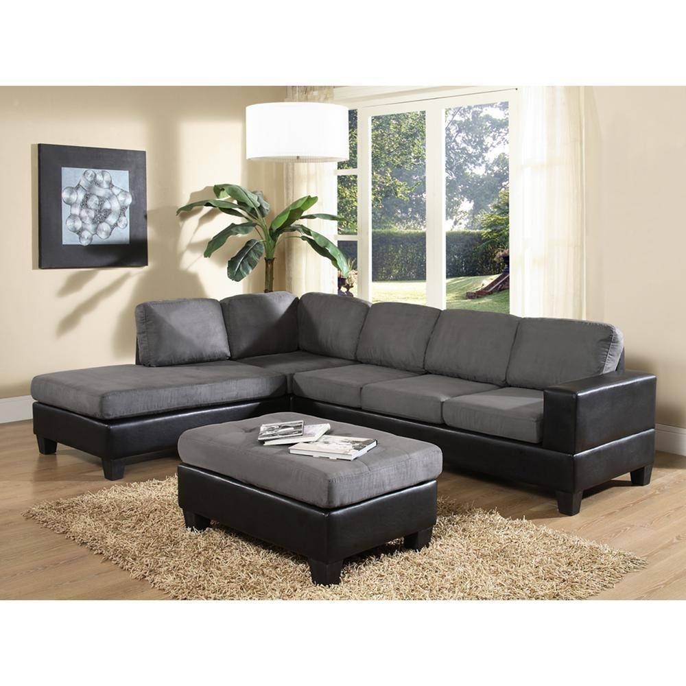 Venetian Worldwide Dallin Gray Microfiber Sectional Mfs0003 L Pertaining To Black Microfiber Sectional Sofas (View 13 of 15)