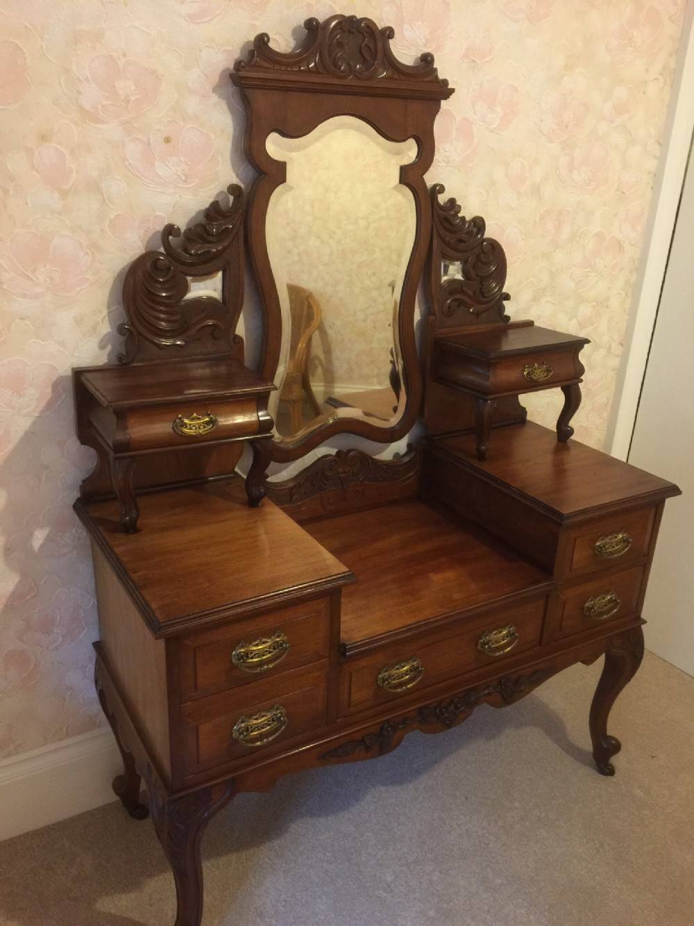 Victorian Mahogany Art Nouveau Dressing Table | 342740 With Art Nouveau Dressing Table Mirrors (Photo 1 of 15)