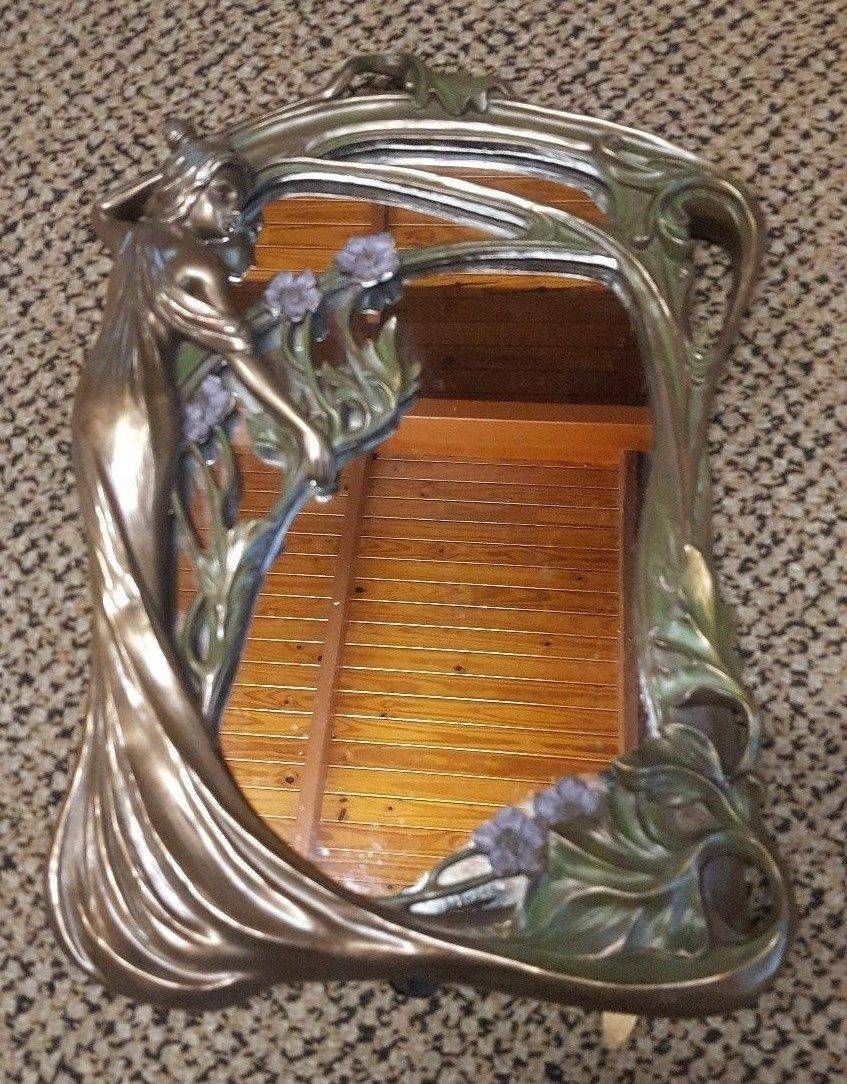 Vintage Art Nouveau Copper Look Vanity Dressing Table Mirror Throughout Art Nouveau Dressing Table Mirrors (Photo 9 of 15)