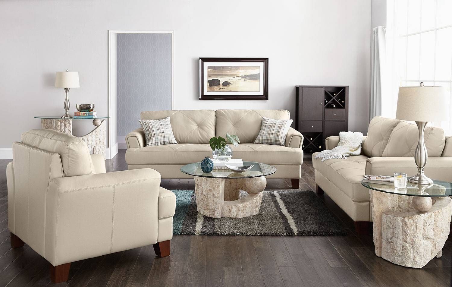Vita 100% Genuine Leather Sofa – Smoke | The Brick For Cindy Crawford Leather Sofas (View 8 of 15)