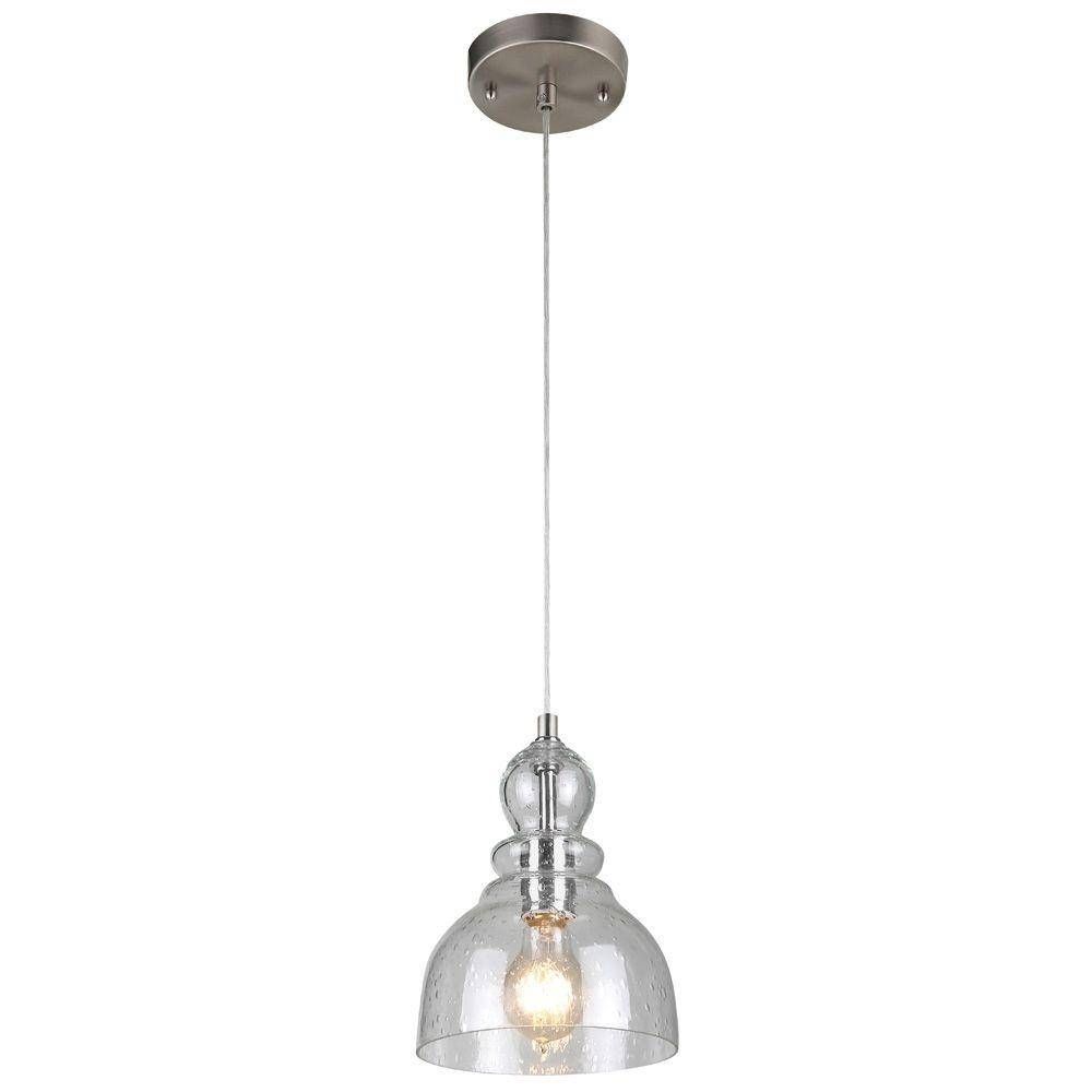 Westinghouse 1 Light Brushed Nickel Adjustable Mini Pendant With With Regard To Seeded Glass Mini Pendant Lights (Photo 6 of 15)