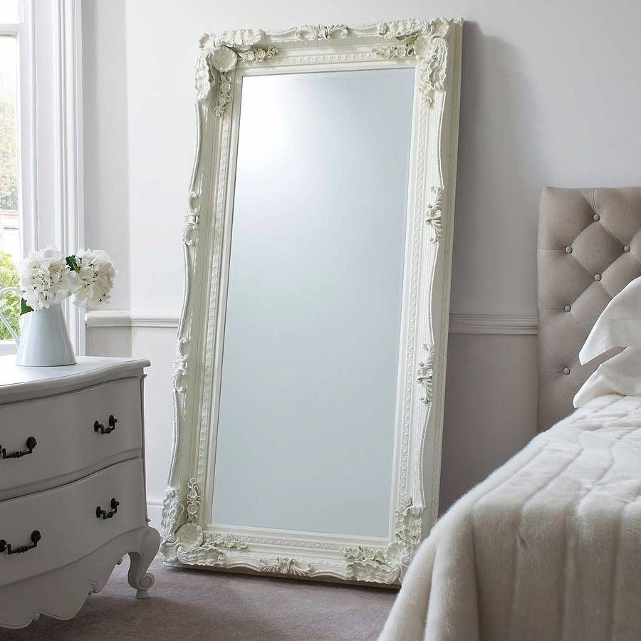 White Ornate Floor Mirror | Vanity Decoration With Ornate Standing Mirrors (View 1 of 15)
