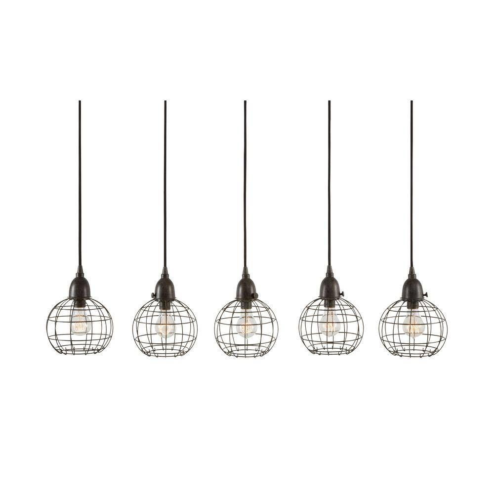 Wire Ball 5 Light Black Pendant Tn 999672 – The Home Depot Intended For Wire Ball Lights Pendants (View 9 of 15)