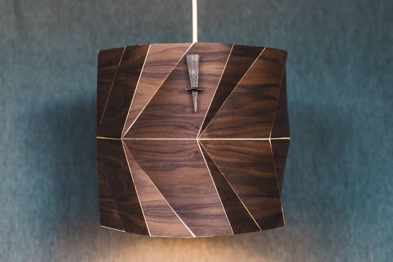 Wood Drum Lamp Shade Wood Pendant Light Ceiling Light Fixture In Wood Veneer Lighting Pendants (View 13 of 15)