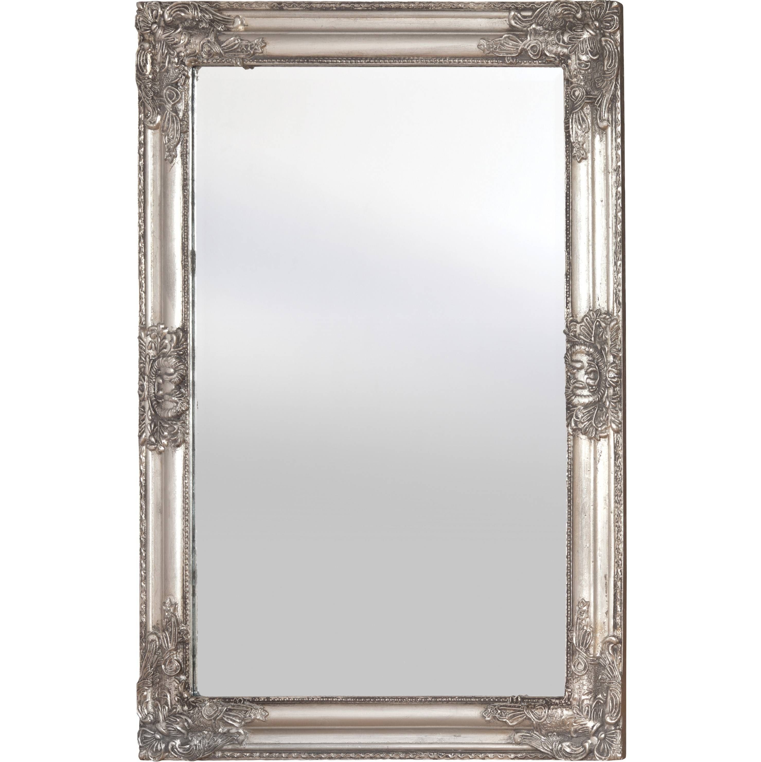 Wooden Frame Mirror (silver) Within Antique Silver Mirrors (View 5 of 15)