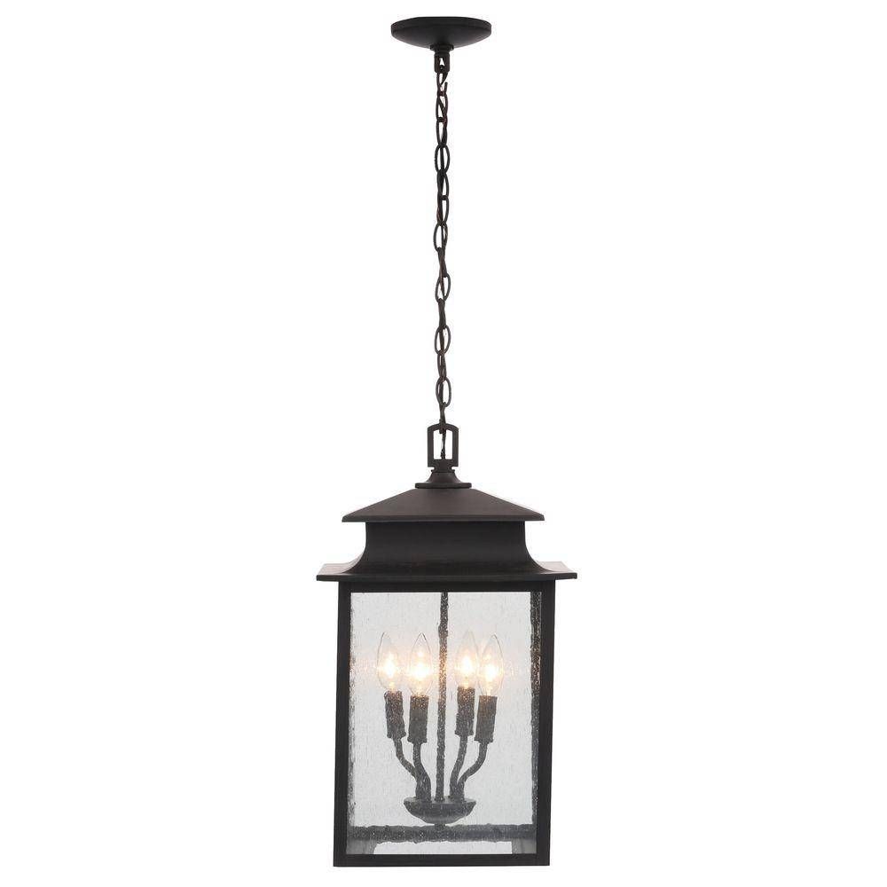 World Imports Sutton Collection 4 Light Rust Outdoor Hanging With Home Depot Outdoor Pendant Lights (Photo 10 of 15)
