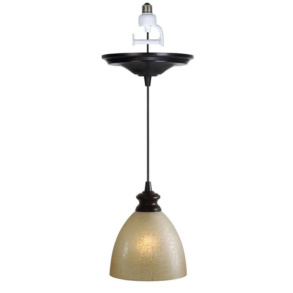 Worth Home Products Instant Pendant Series 1 Light Brushed Bronze Throughout Recessed Lights To Pendant (View 8 of 15)