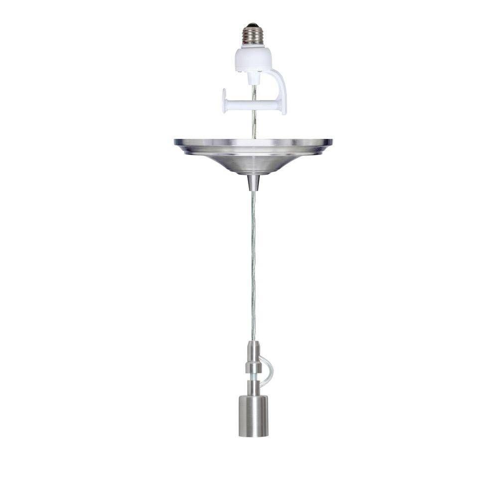 Worth Home Products Instant Pendant Series 1 Light Brushed Nickel With Regard To Pendant Lights Conversion Kits (Photo 13 of 15)
