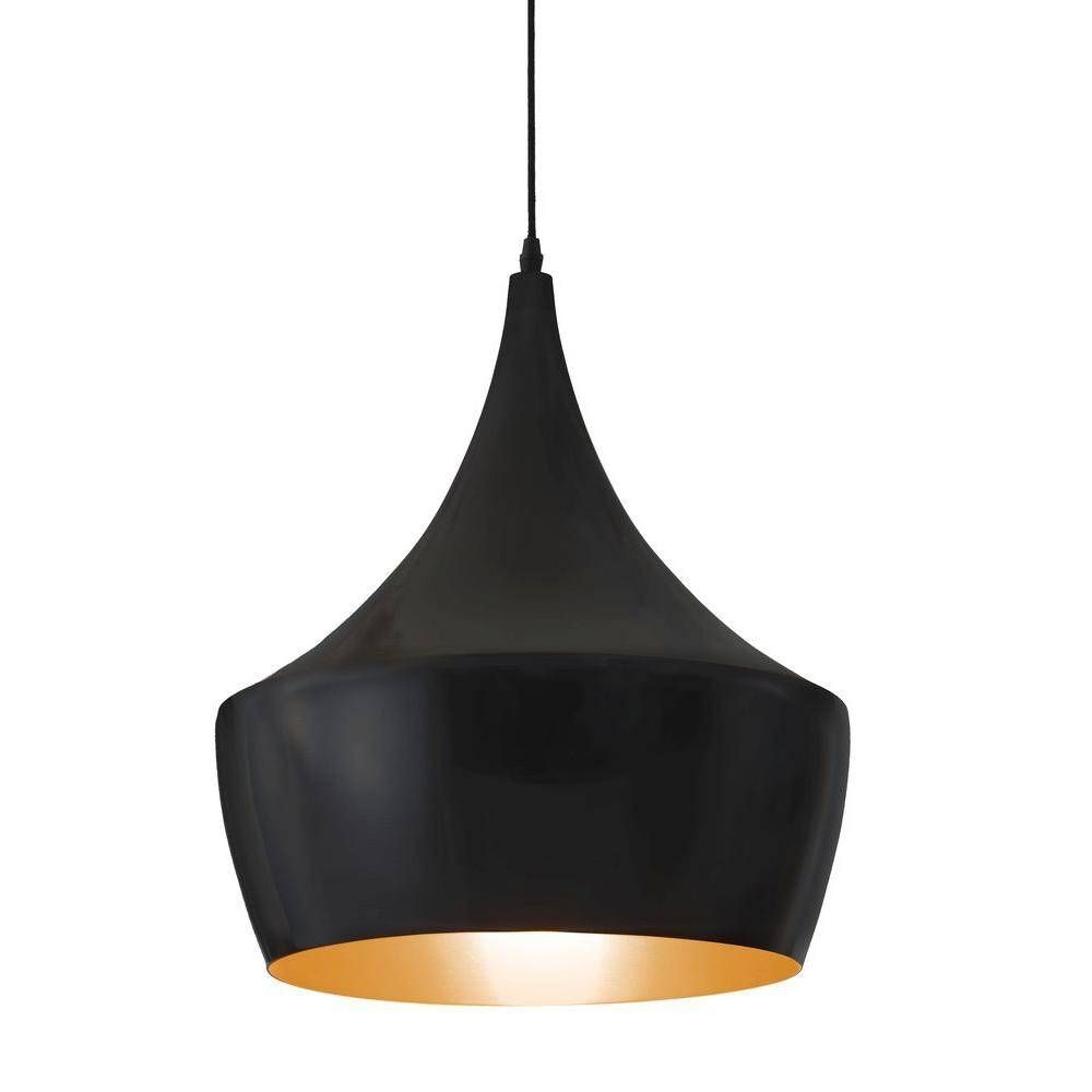 Zuo Copper 1 Light Matte Black Ceiling Pendant 98247 – The Home Depot Pertaining To Hammered Copper Pendant Lights (View 14 of 15)