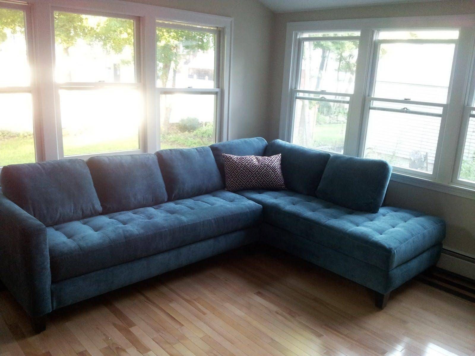 denim blue leather sofa