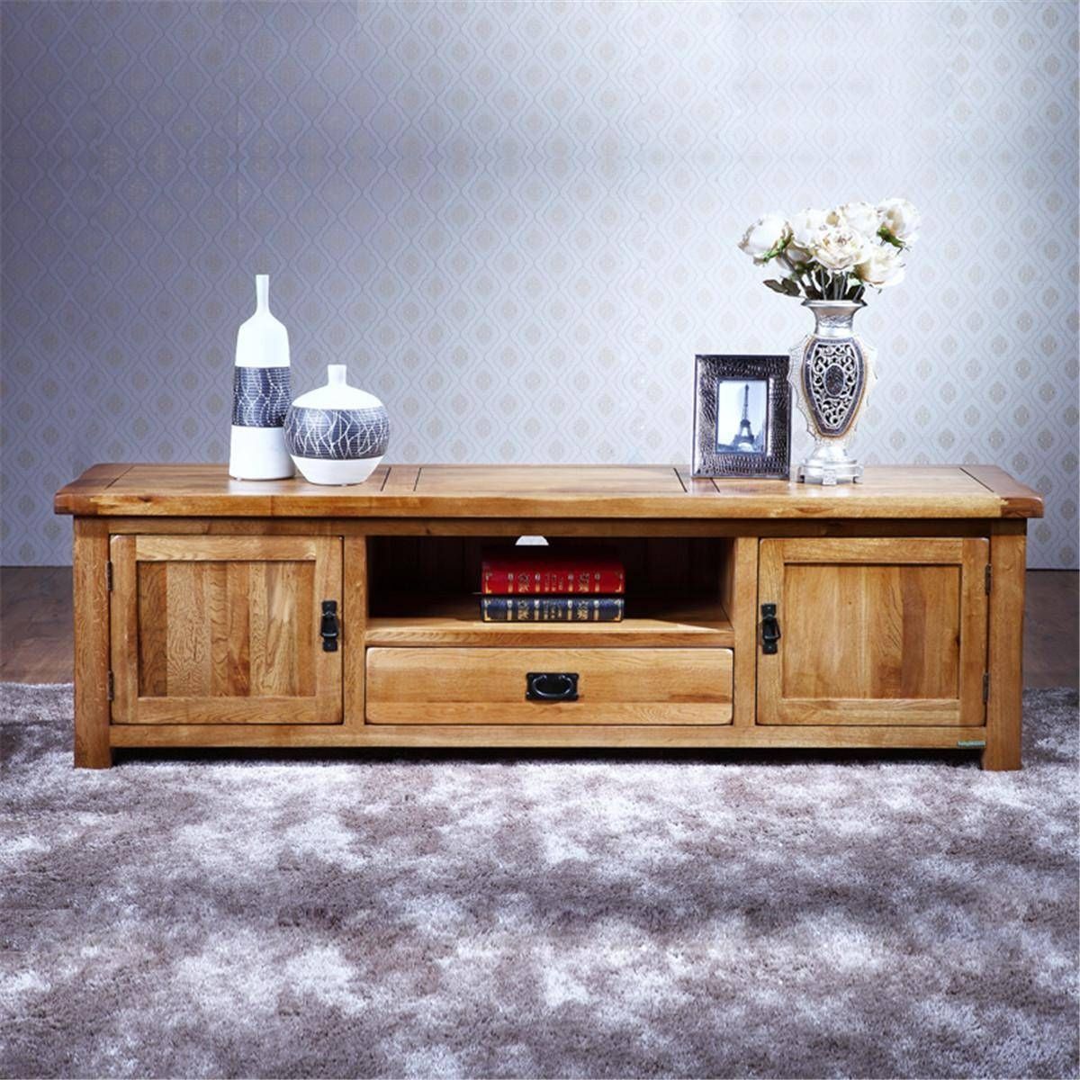 2017 100% Pure Solid Wood Tv Stand Oak Tv Stand Media Console In Wooden Tv Cabinets (View 3 of 15)