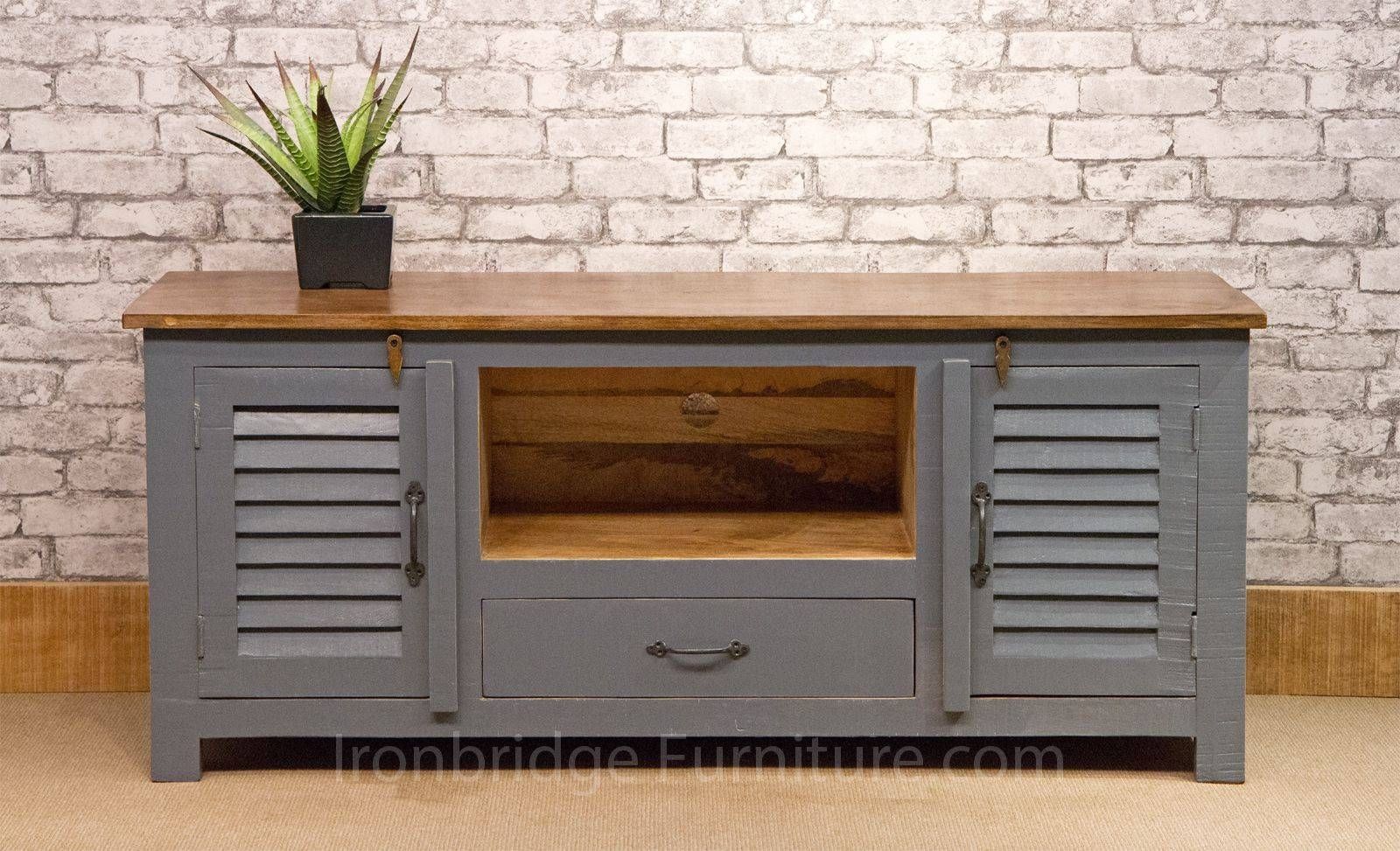 518 Vintage Style Painted Long Tv Cabinet – Dusky Grey Regarding Vintage Style Tv Cabinets (View 2 of 15)