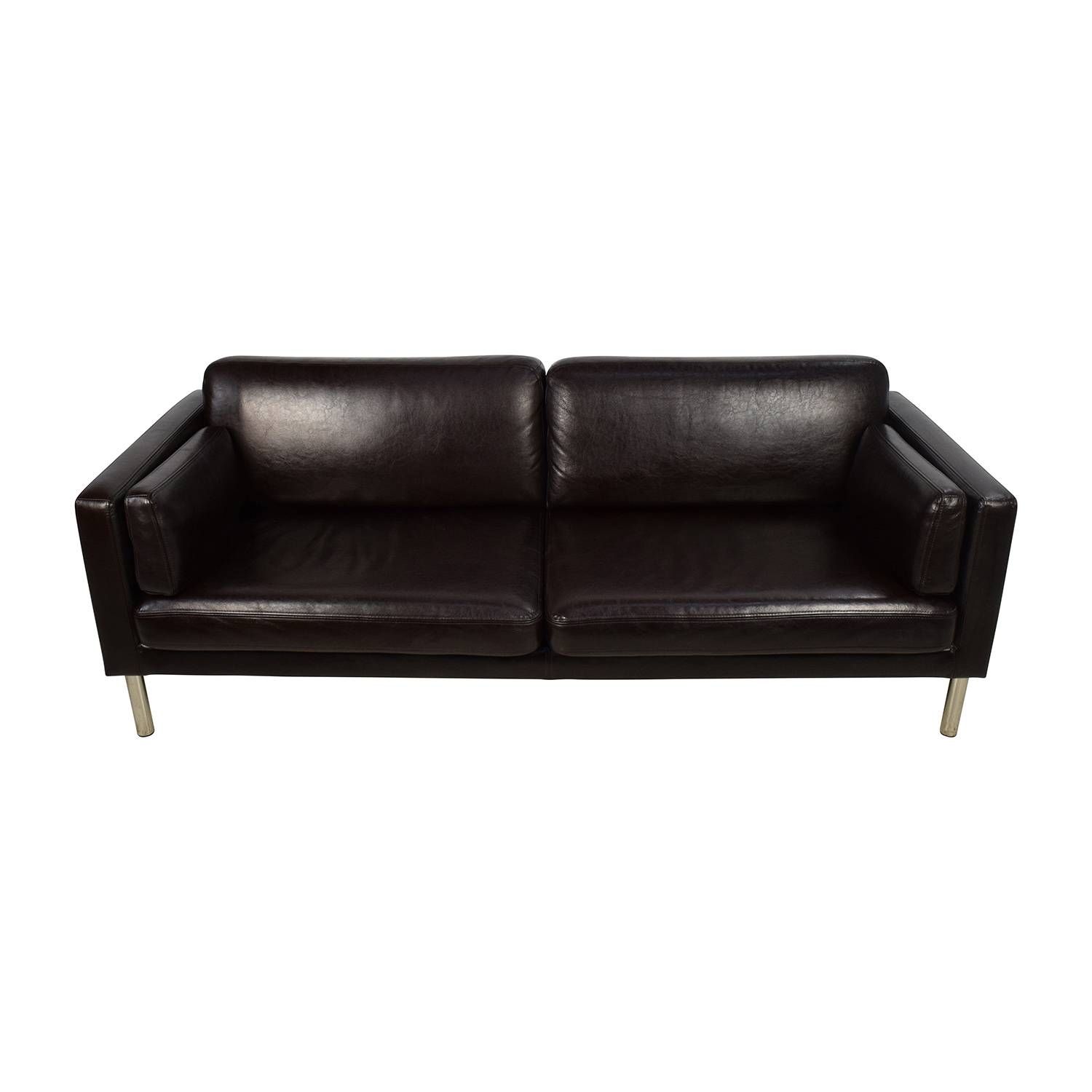 76% Off – Brown Leather Sofa With Chrome Legs / Sofas Throughout Sofas With Chrome Legs (View 3 of 15)
