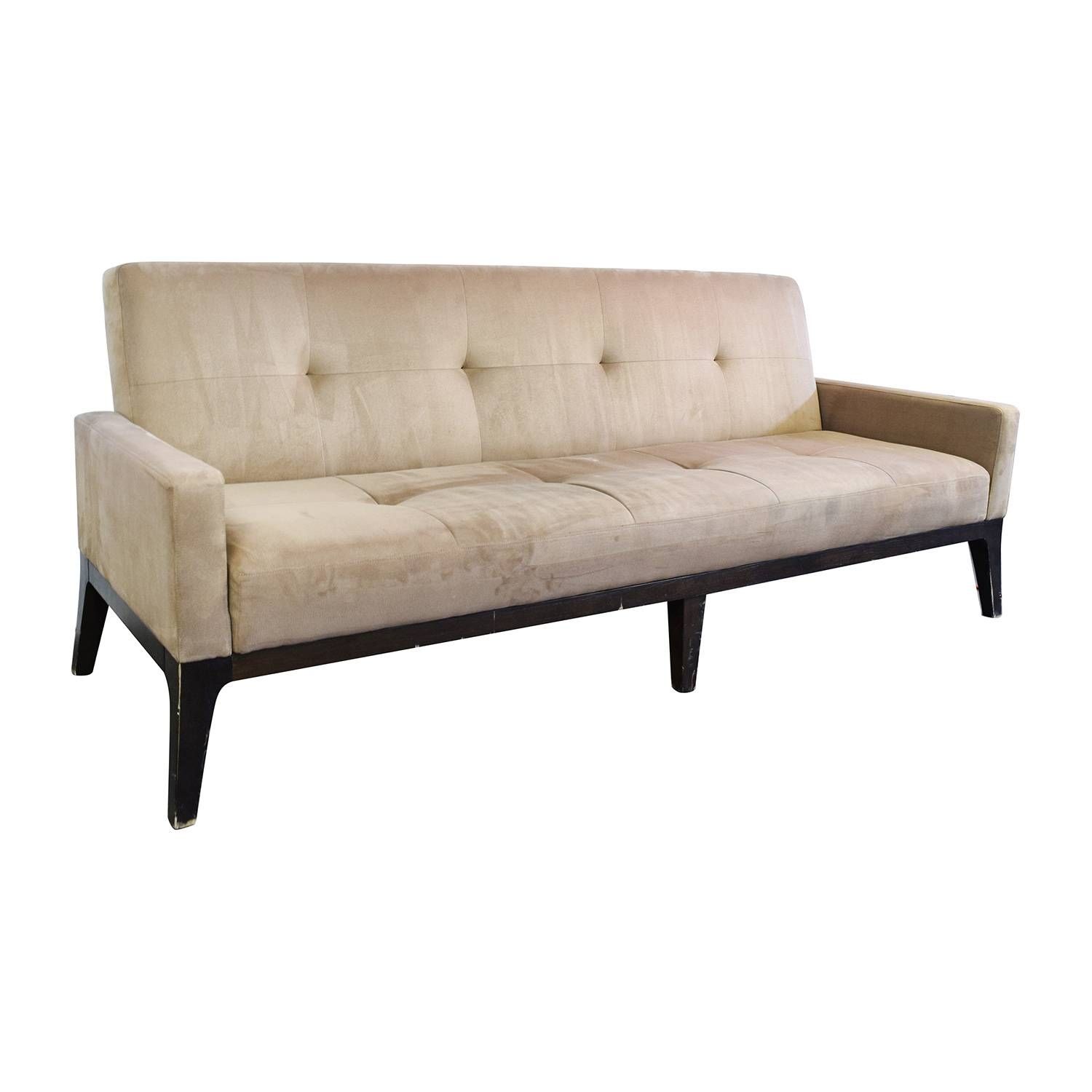 82% Off – Crate And Barrel Crate & Barrel Beige Tufted Futon Sofa Pertaining To Crate And Barrel Futon Sofas (View 3 of 15)