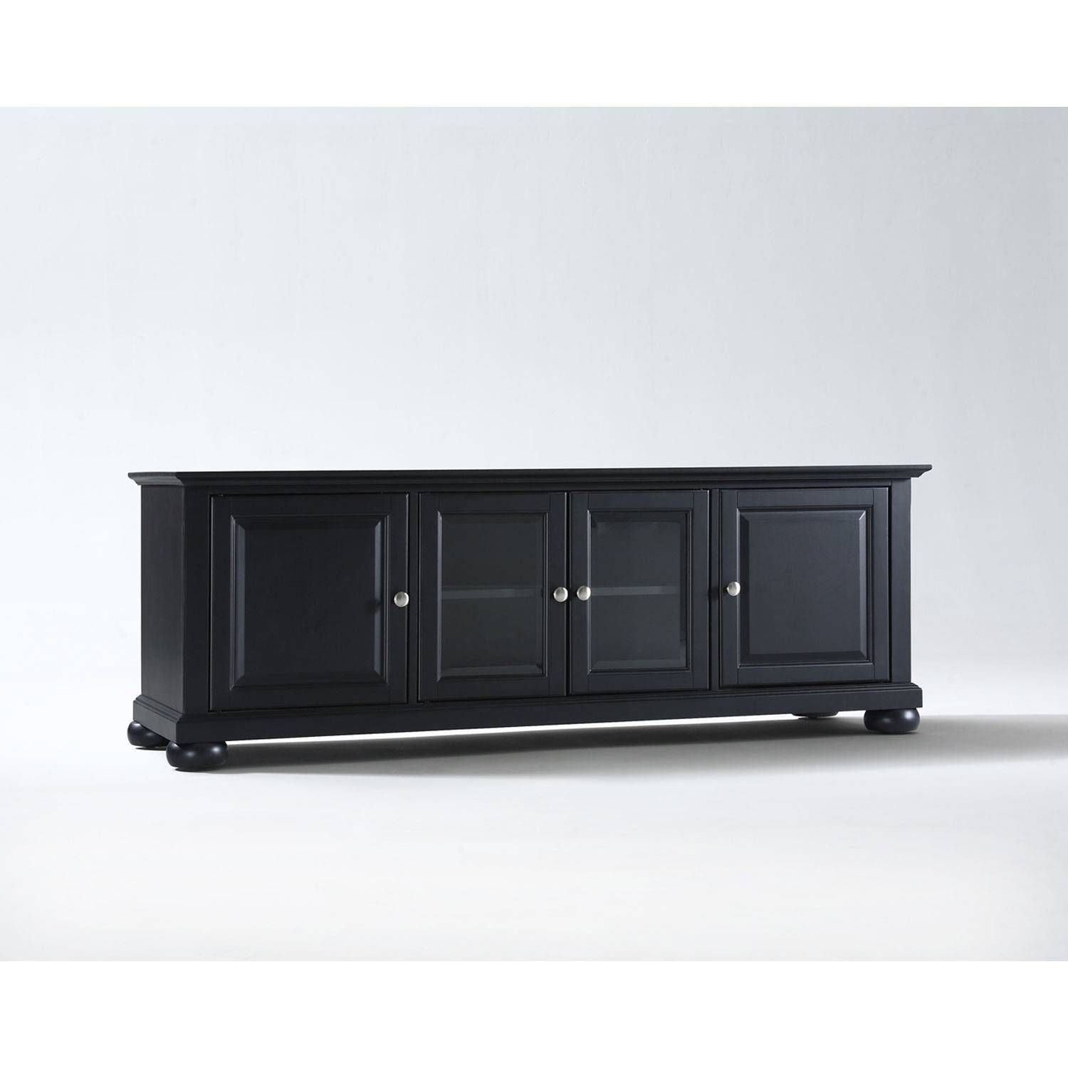 Alexandria 60 Inch Low Profile Tv Stand In Black Finish Crosley Throughout Black Tv Cabinets With Drawers (View 12 of 15)